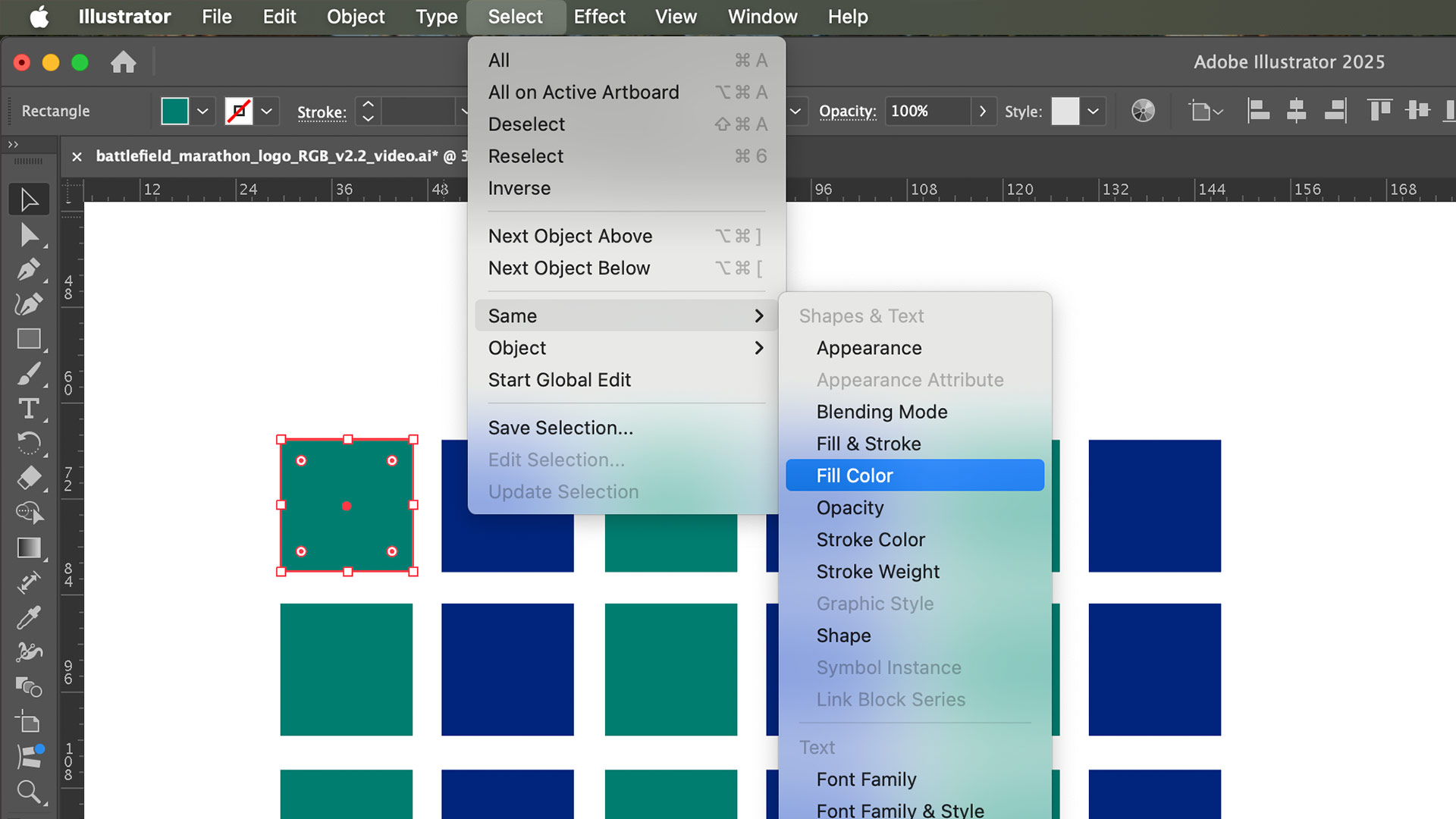 select same fill color illustrator